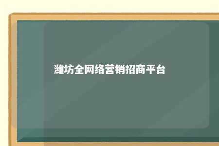 潍坊全网络营销招商平台