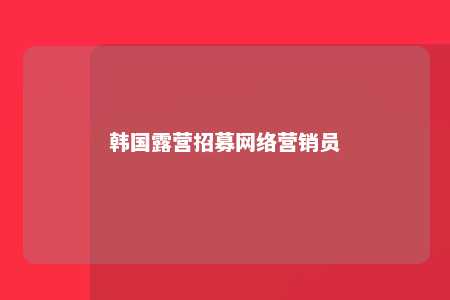 韩国露营招募网络营销员