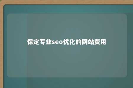 保定专业seo优化的网站费用