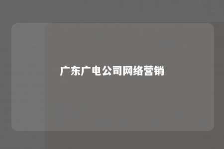 广东广电公司网络营销