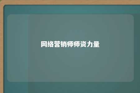 网络营销师师资力量