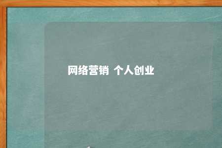 网络营销 个人创业