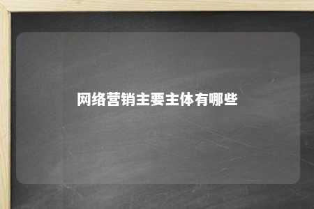 网络营销主要主体有哪些