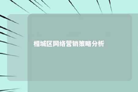 相城区网络营销策略分析