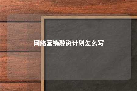 网络营销融资计划怎么写