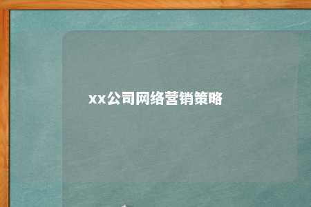 xx公司网络营销策略