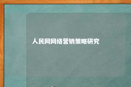 人民网网络营销策略研究