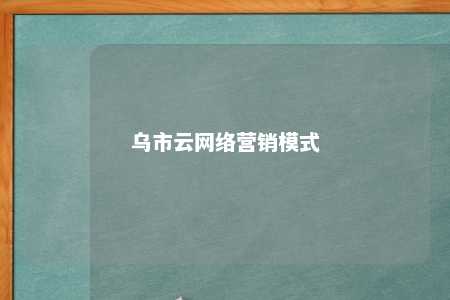 乌市云网络营销模式