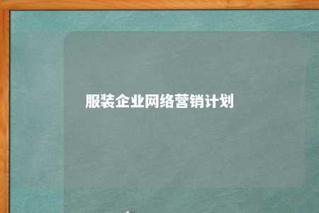 服装企业网络营销计划