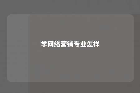 学网络营销专业怎样