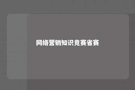 网络营销知识竞赛省赛