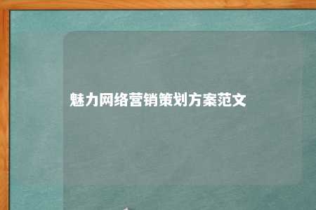 魅力网络营销策划方案范文