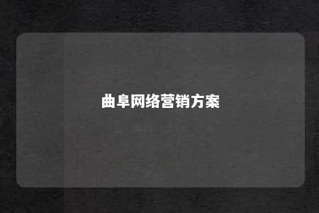 曲阜网络营销方案