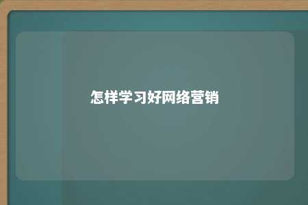 怎样学习好网络营销