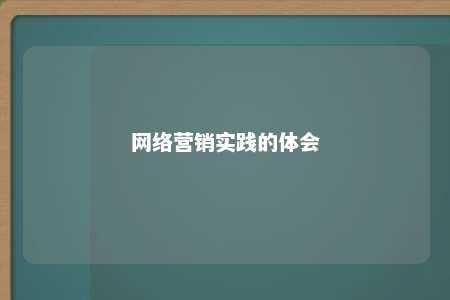 网络营销实践的体会