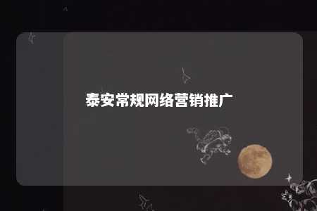 泰安常规网络营销推广