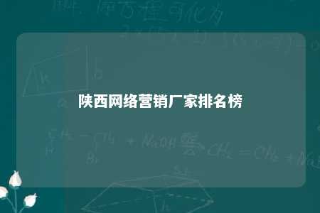 陕西网络营销厂家排名榜