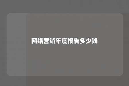 网络营销年度报告多少钱