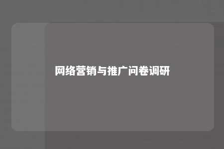 网络营销与推广问卷调研