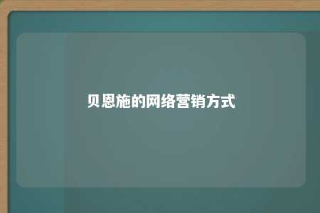 贝恩施的网络营销方式