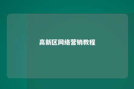 高新区网络营销教程