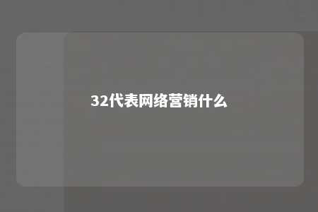 32代表网络营销什么