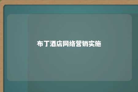 布丁酒店网络营销实施