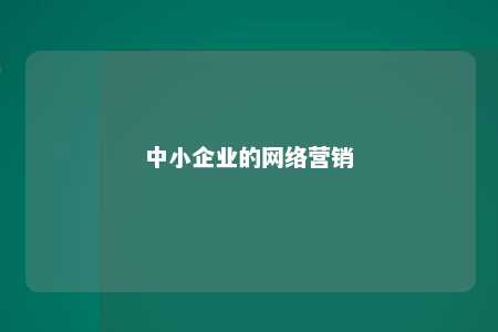 中小企业的网络营销