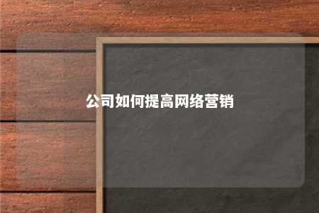 公司如何提高网络营销