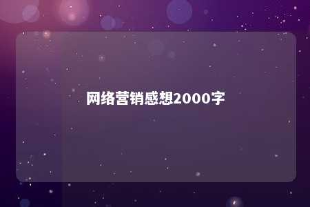 网络营销感想2000字