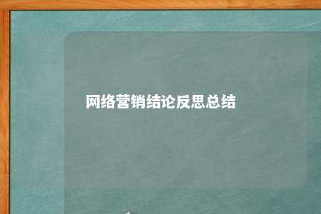 网络营销结论反思总结