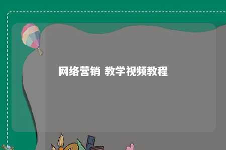 网络营销 教学视频教程